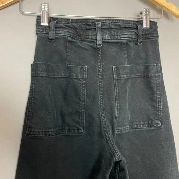 Zara Jeans Marine Straight Jeans Size 0‎ Women Wide Leg Raw Hem Faded High Rise - Picture 9 of 11